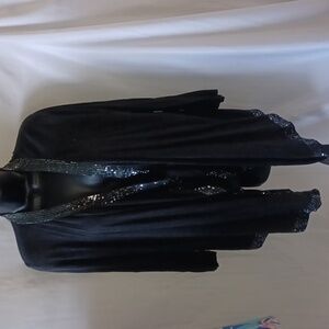 Cable & Gauge sequined sweater, open front, assymetrical hem